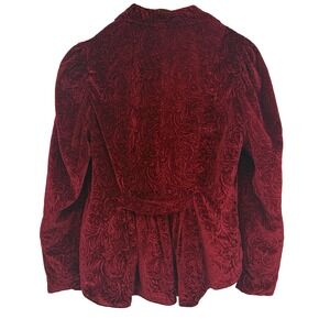 VTG Wah Maker Womens Velvet Paisley Jacket L Back Pleats Rodeo Whimsigoth Boho